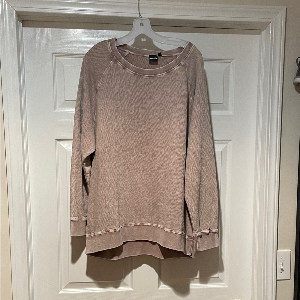 Mono B Ribbed Tan Long Sleeve Top